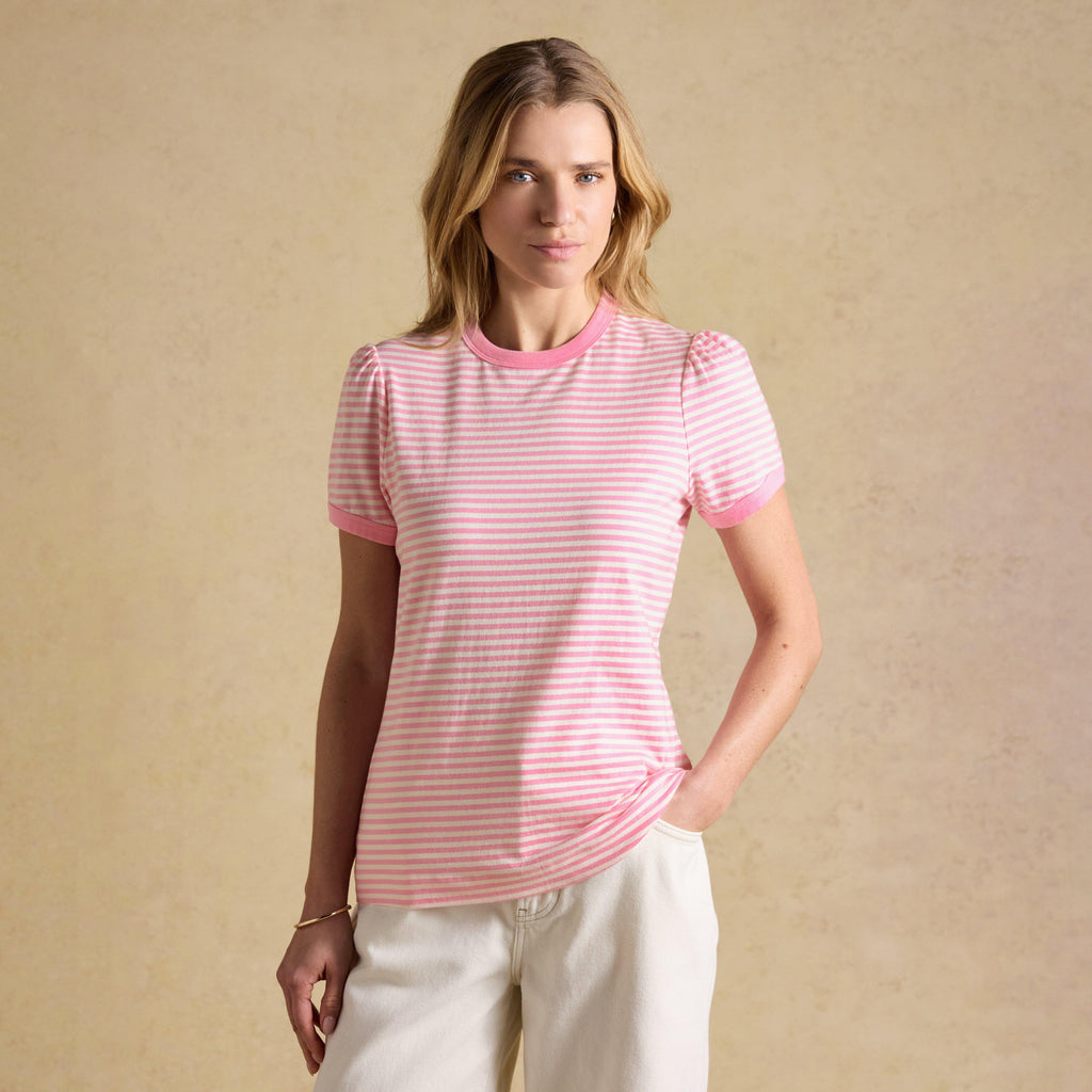 Women’s Erin Pink Stripe Short Sleeve Jersey T-Shirt