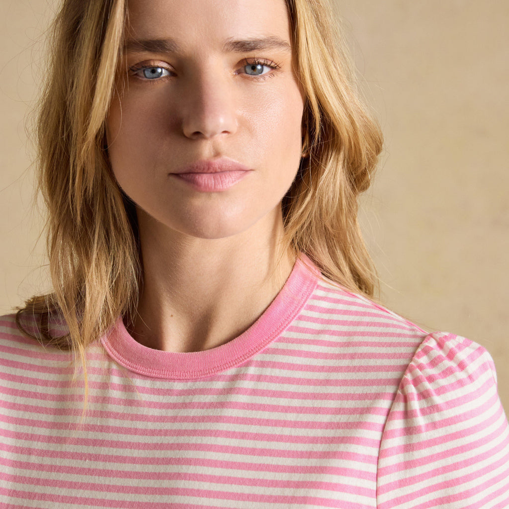 Women’s Erin Pink Stripe Short Sleeve Jersey T-Shirt