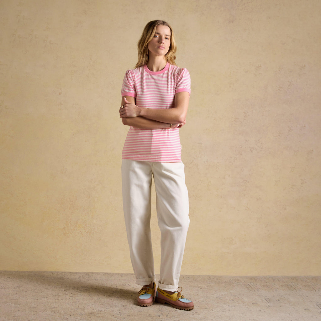 Women’s Erin Pink Stripe Short Sleeve Jersey T-Shirt