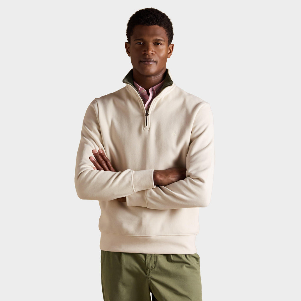 Men’s Alistair Cream French Ribbed Quarter Zip Sweatshirt