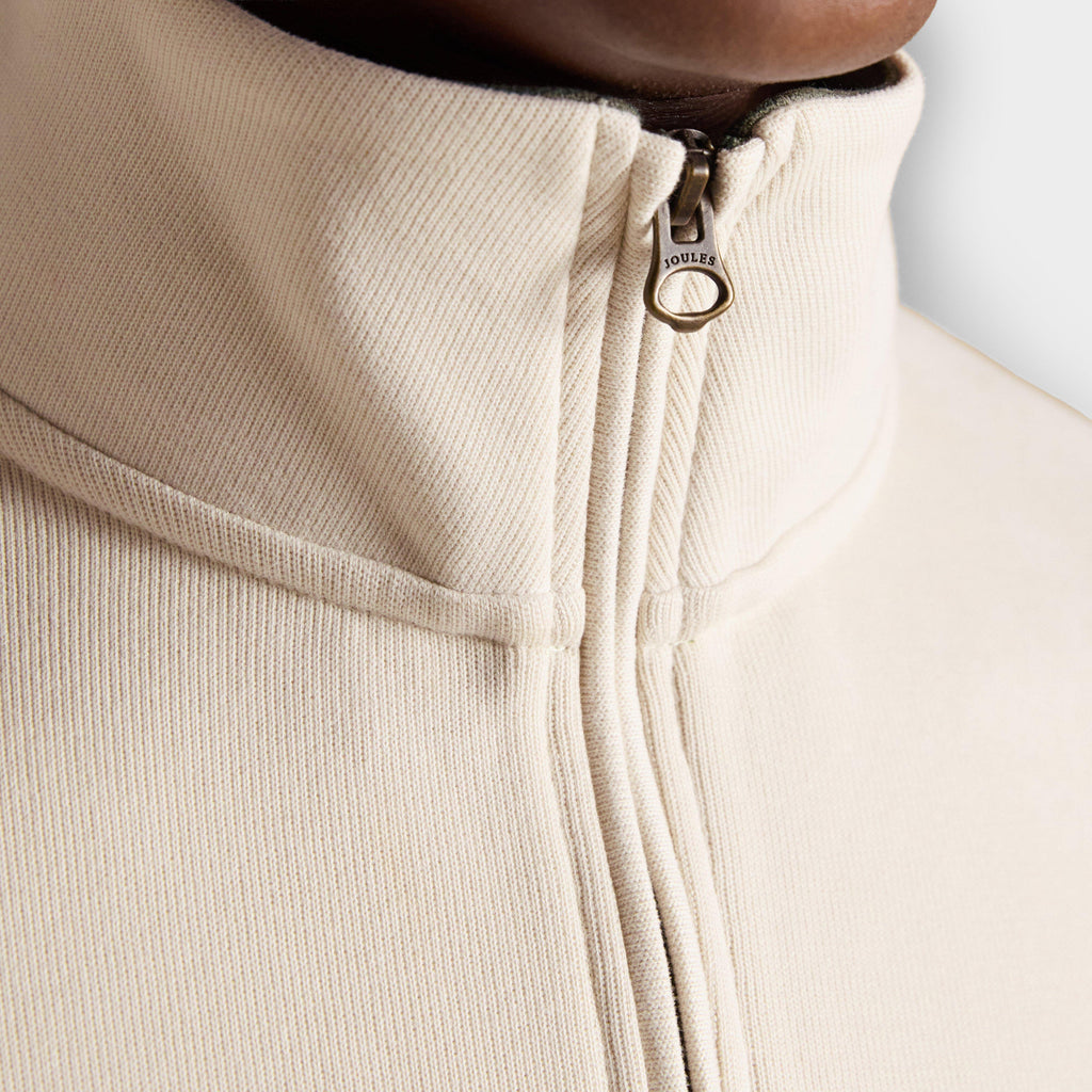 Men’s Alistair Cream French Ribbed Quarter Zip Sweatshirt