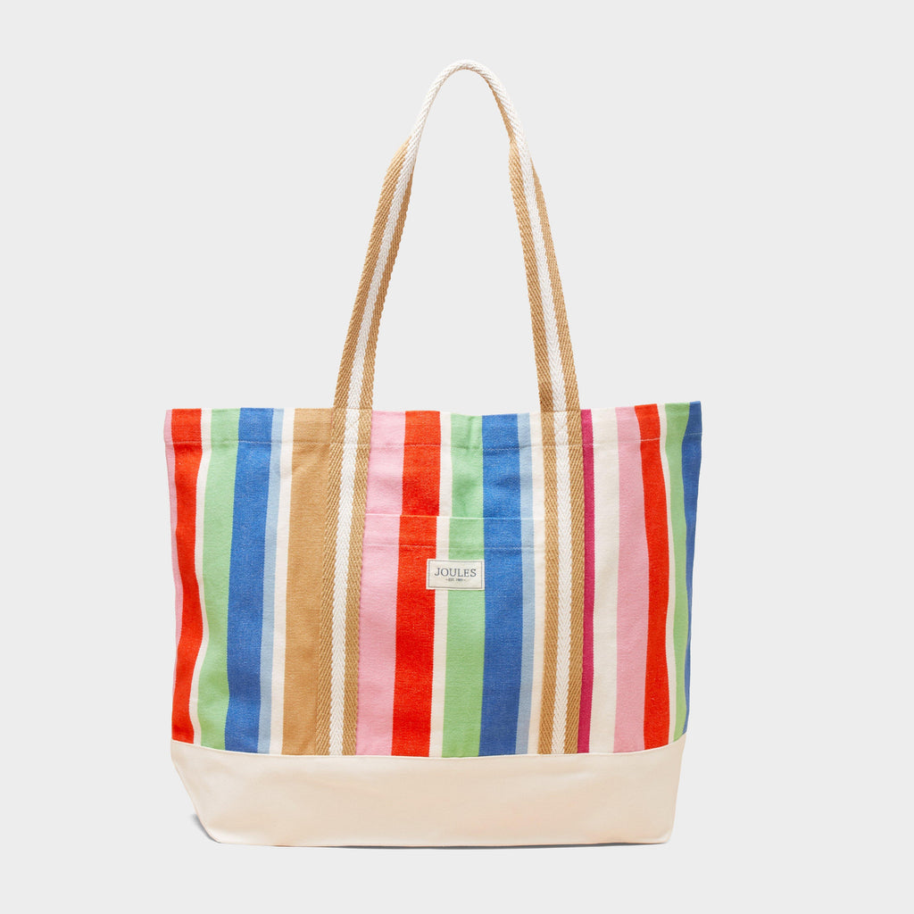 Promenade Multi Stripe Canvas Beach Tote Bag