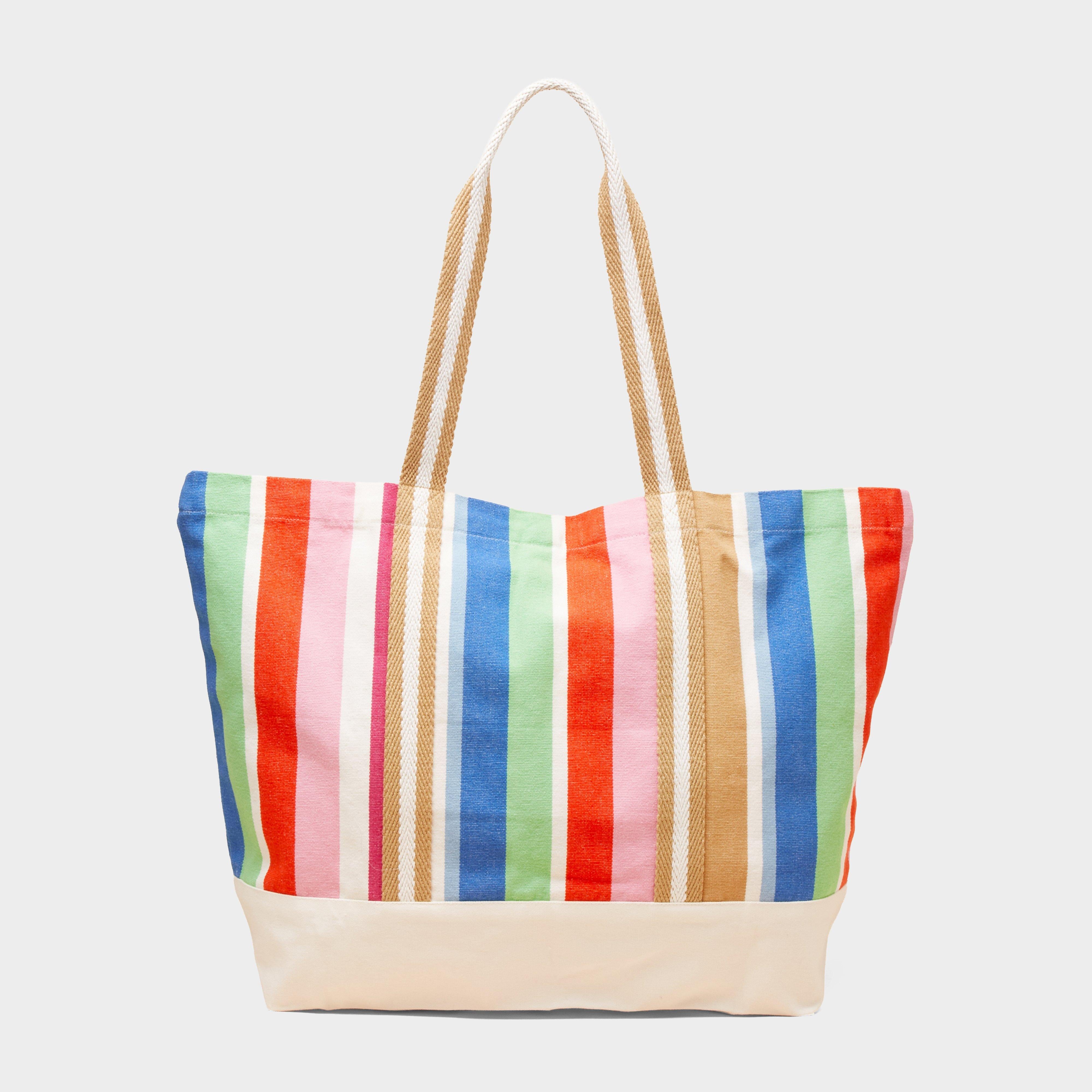 Promenade Multi Stripe Canvas Beach Tote Bag