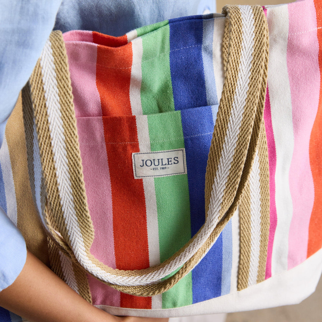 Promenade Multi Stripe Canvas Beach Tote Bag