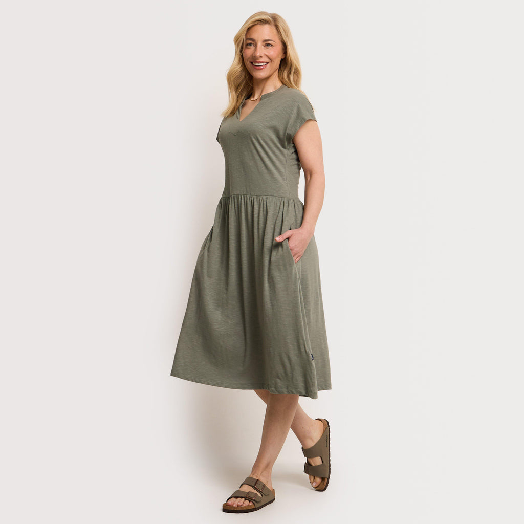 Women's Lilly Plain Jersey Notch Neck Dress