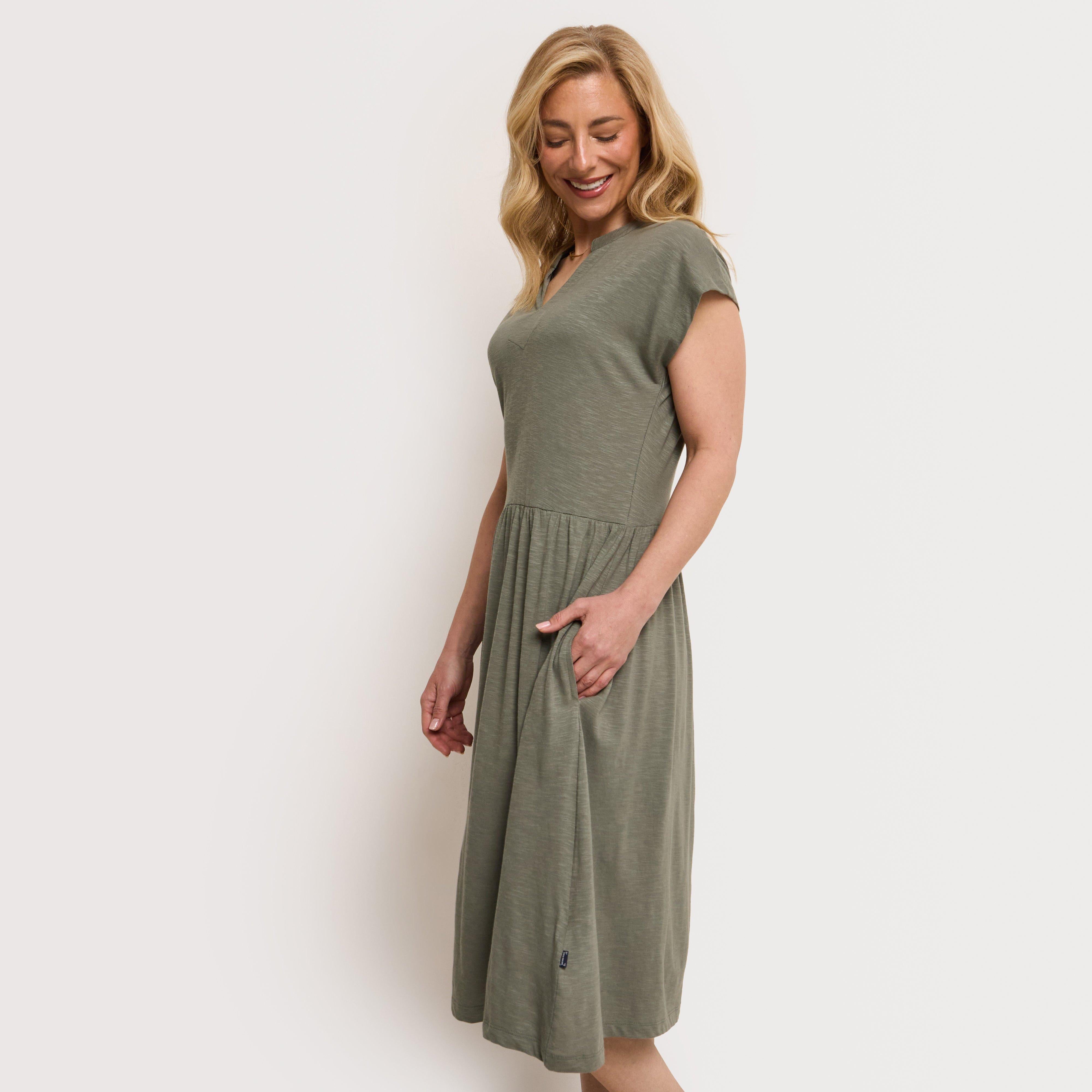 Women's Lilly Plain Jersey Notch Neck Dress