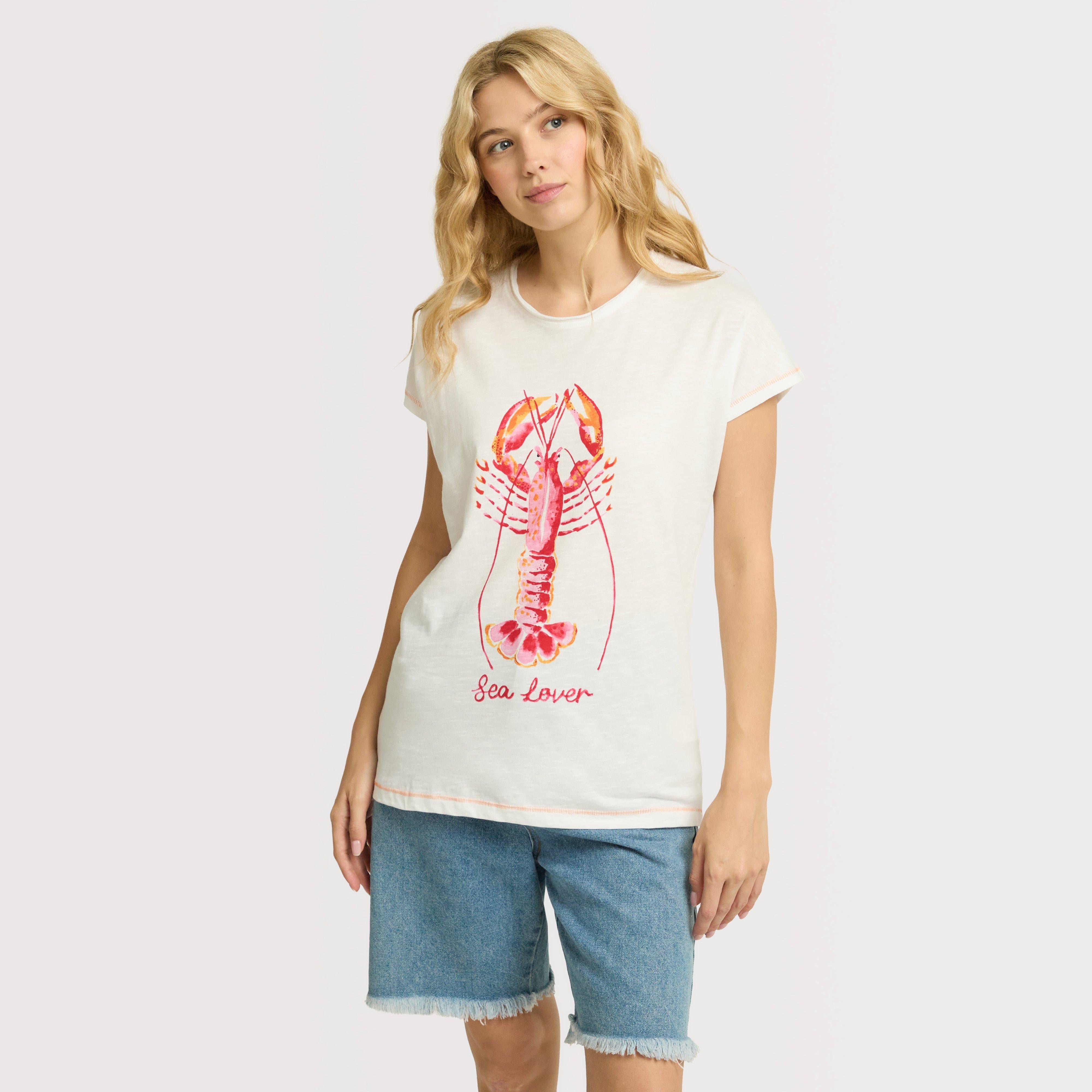 Women’s Sea Lover Lobster Front Print Graphic T-Shirt