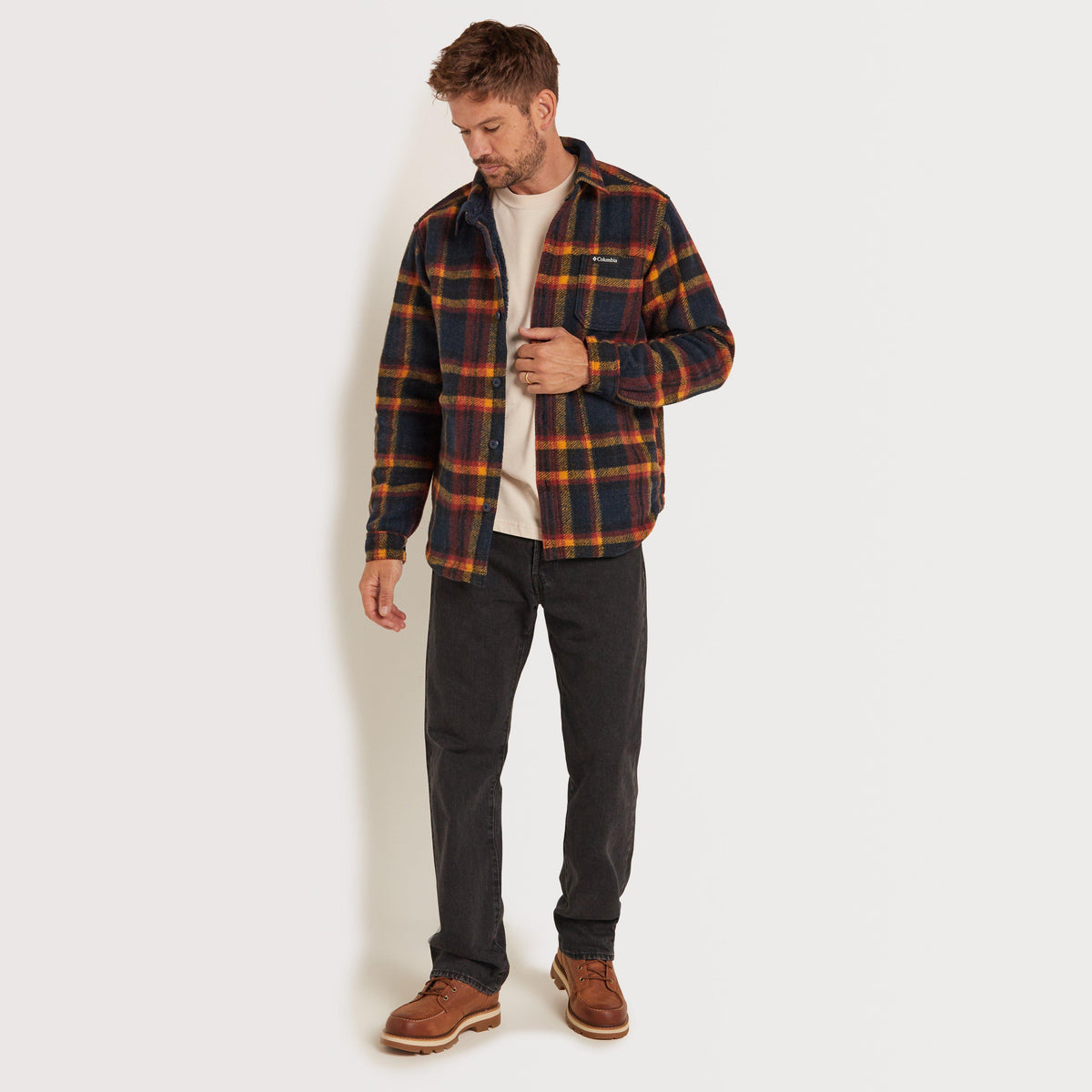 COLUMBIA MENS L/S SHIRTS-COL M HUNTER SHIRT NVY/YE