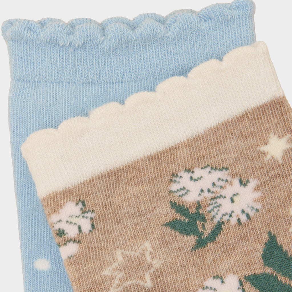 Women's Everyday Tan Fairisle Cotton Blend Socks 2 Pack