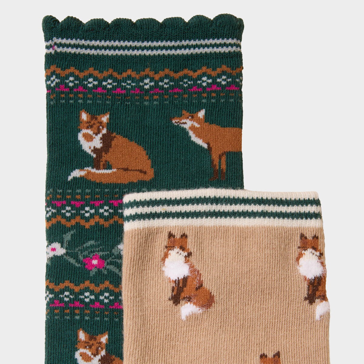 Women's Everyday Neutral Fox Socks 2 Pack