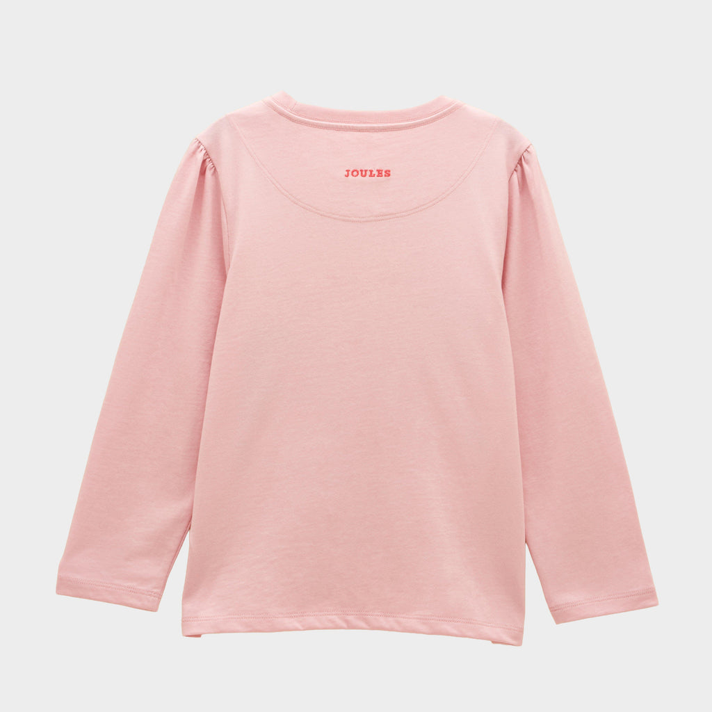 Girls' Ava Pink Horse Applique Long Sleeve Top