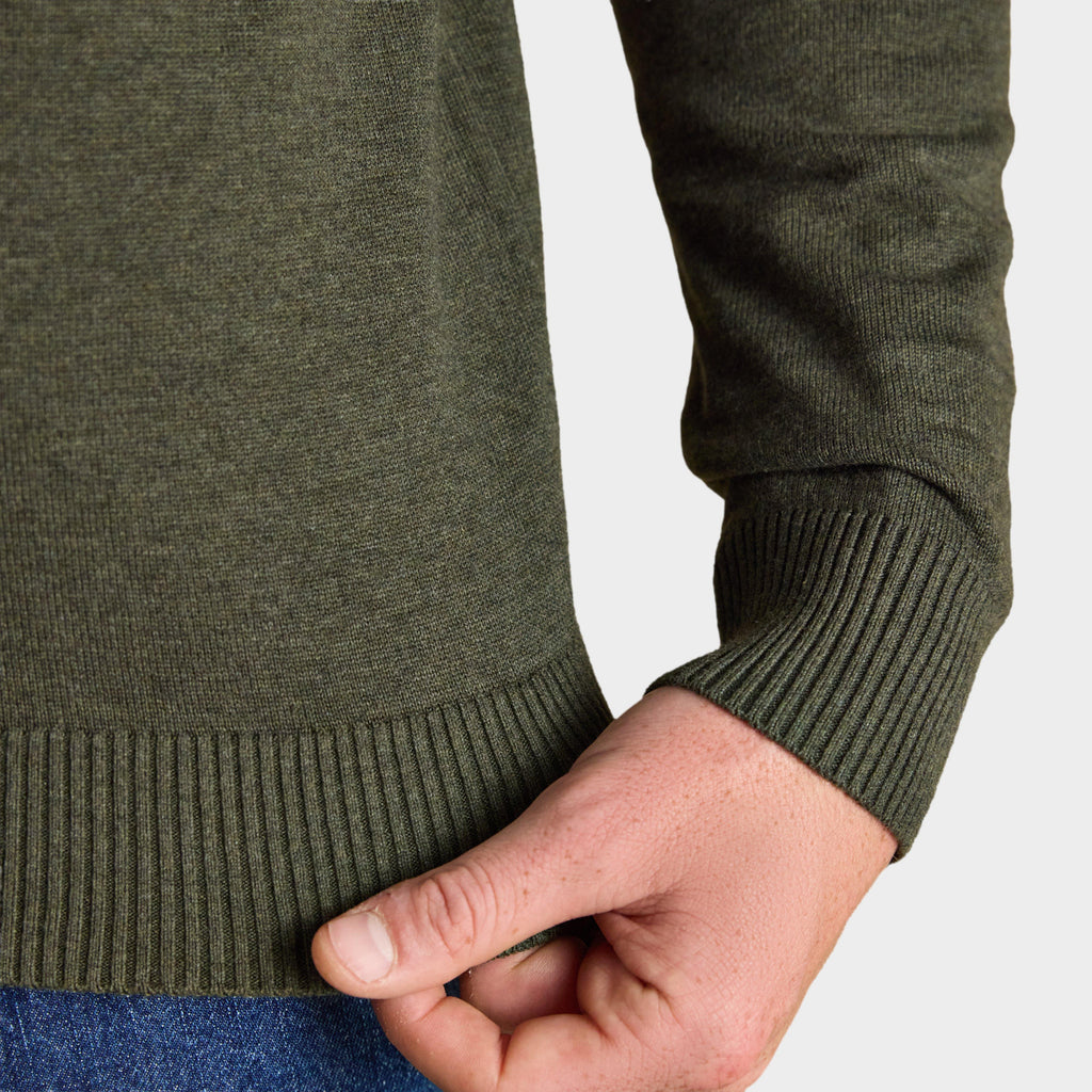 Men's Hillside Green Quarter Zip Knitted Jumper