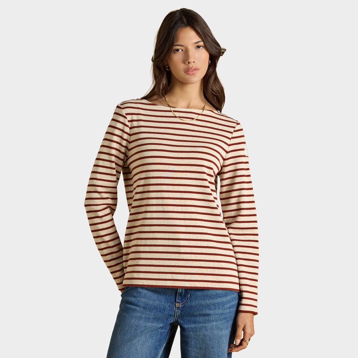 Women's Harbour Long Sleeve Striped Boat Neck Breton Top