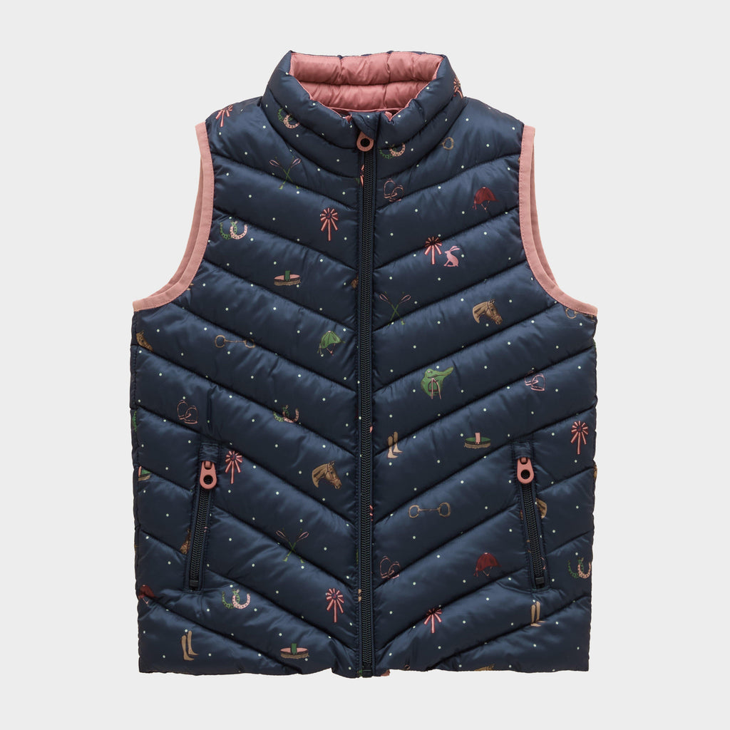 Kids' Crofton Navy Horse Showerproof Padded Gilet
