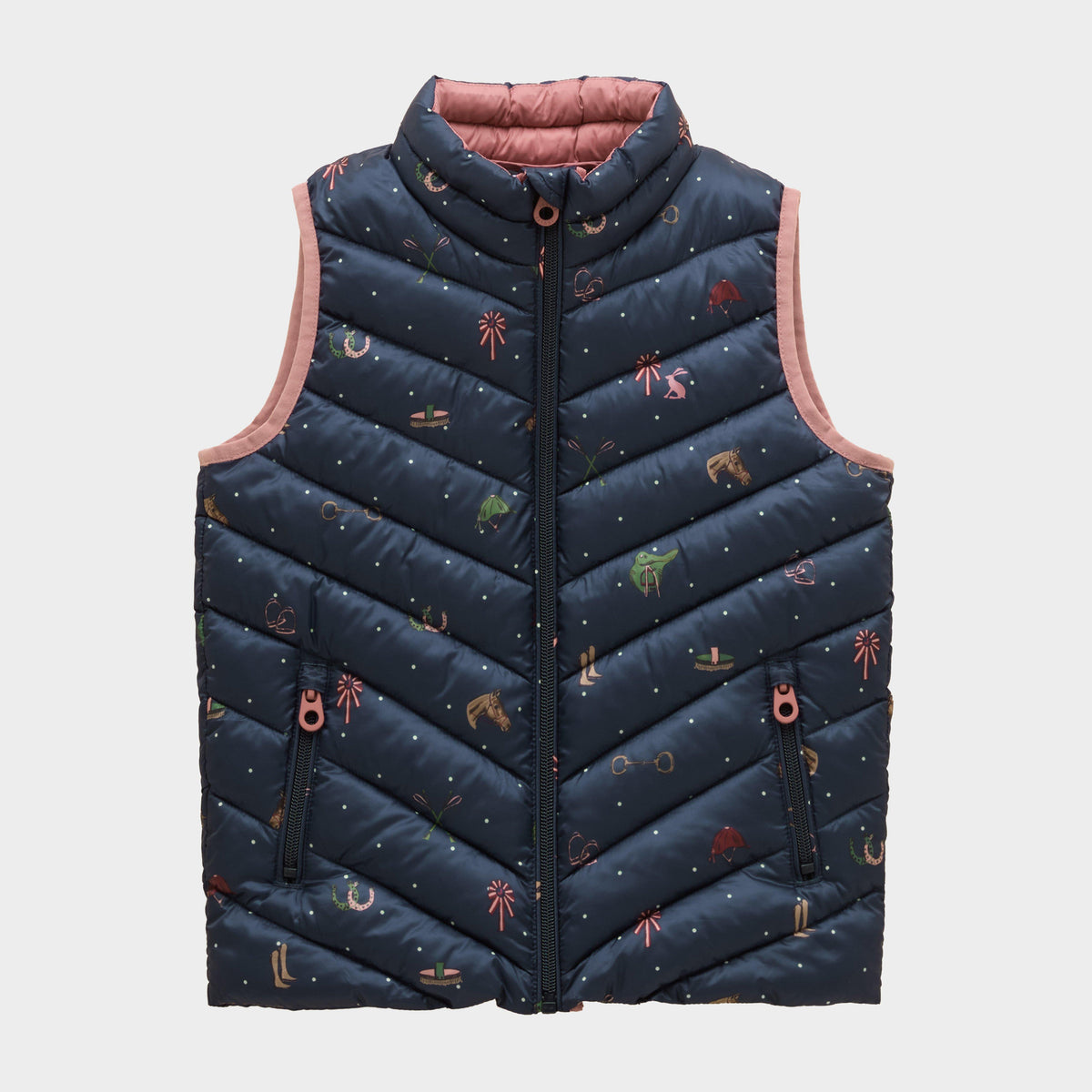 Kids' Crofton Navy Horse Showerproof Padded Gilet