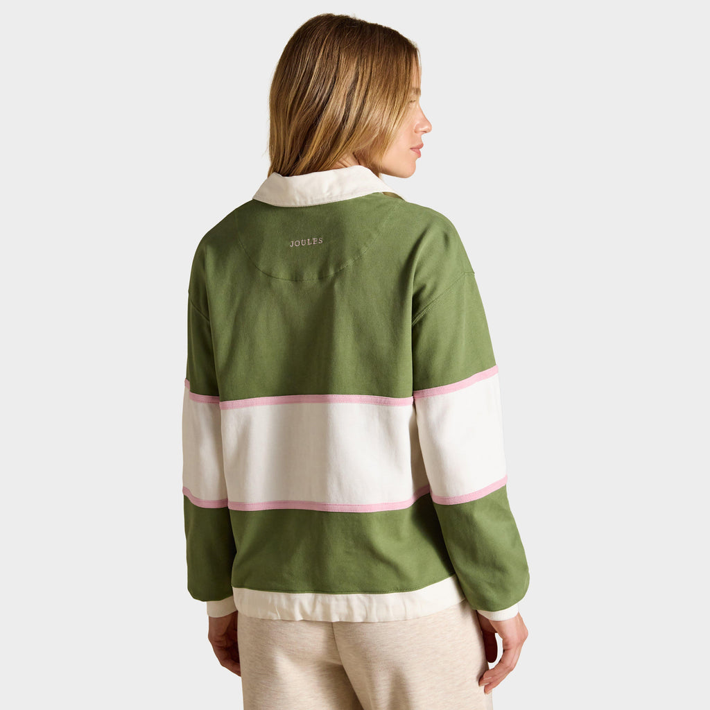 Women's Striped Long Sleeve Cotton Collared Rugby Deckshirt