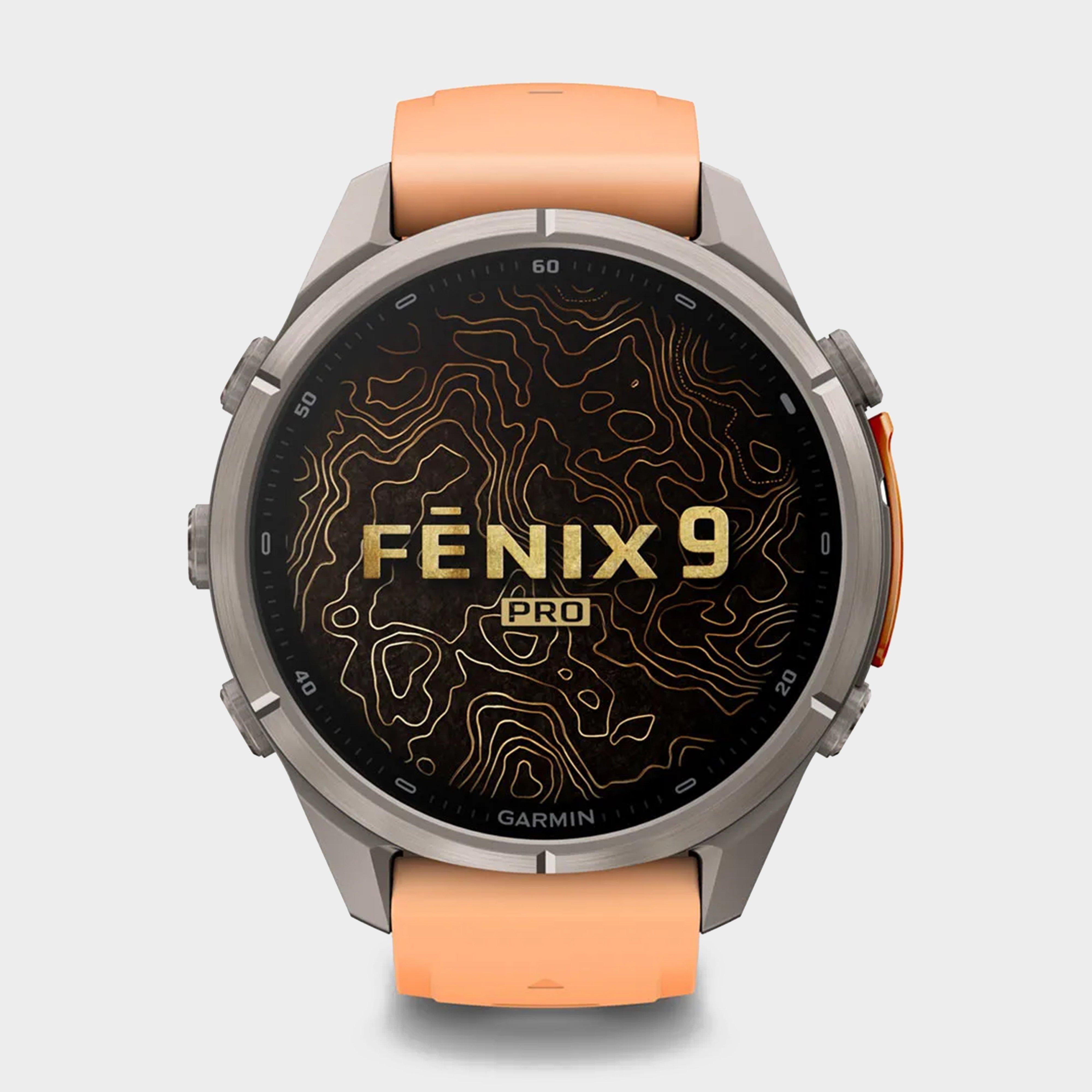 fenix® 9 Pro inReach® 43mm Titanium with Shell Pink/Autumn Orange Silicone Band