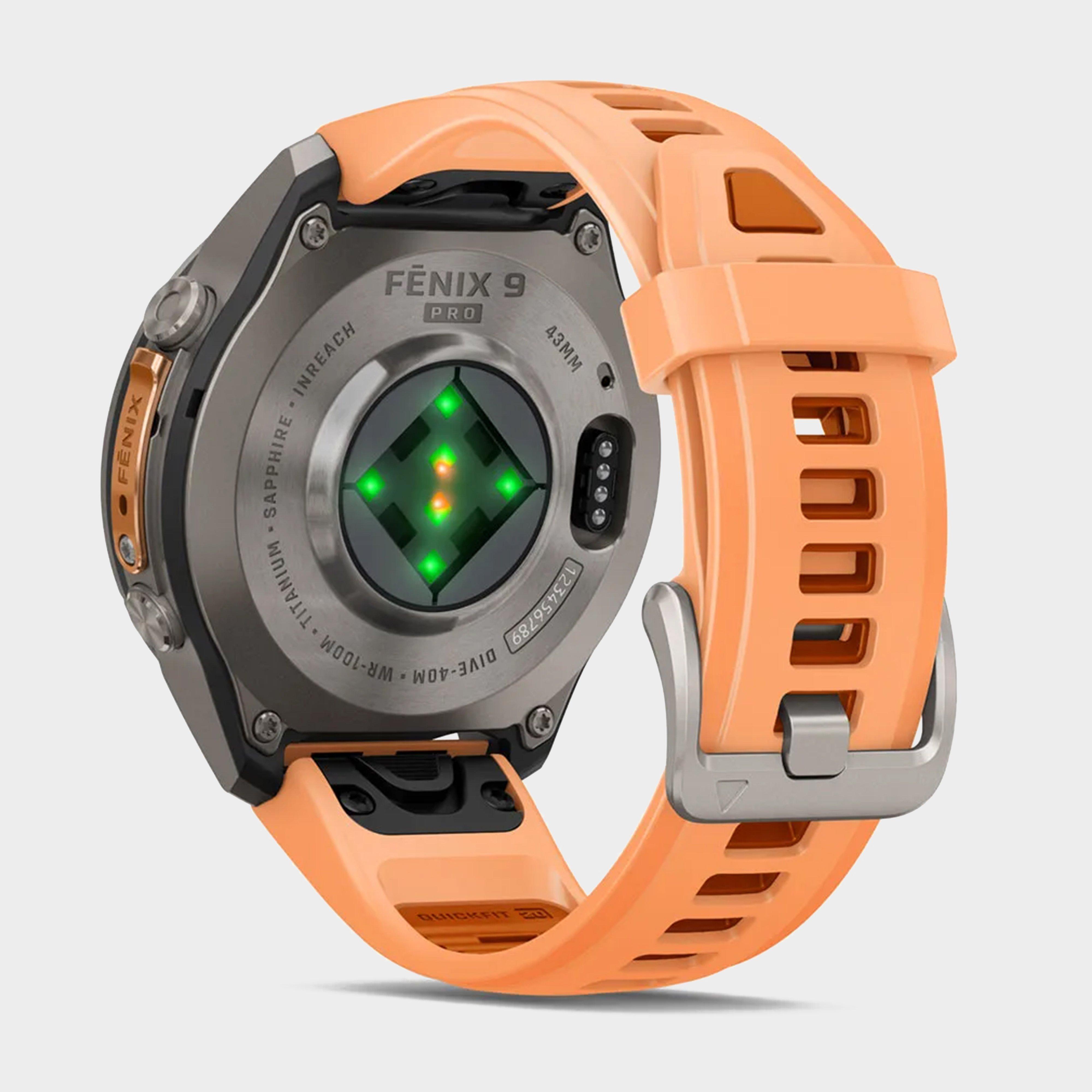 fenix® 9 Pro inReach® 43mm Titanium with Shell Pink/Autumn Orange Silicone Band