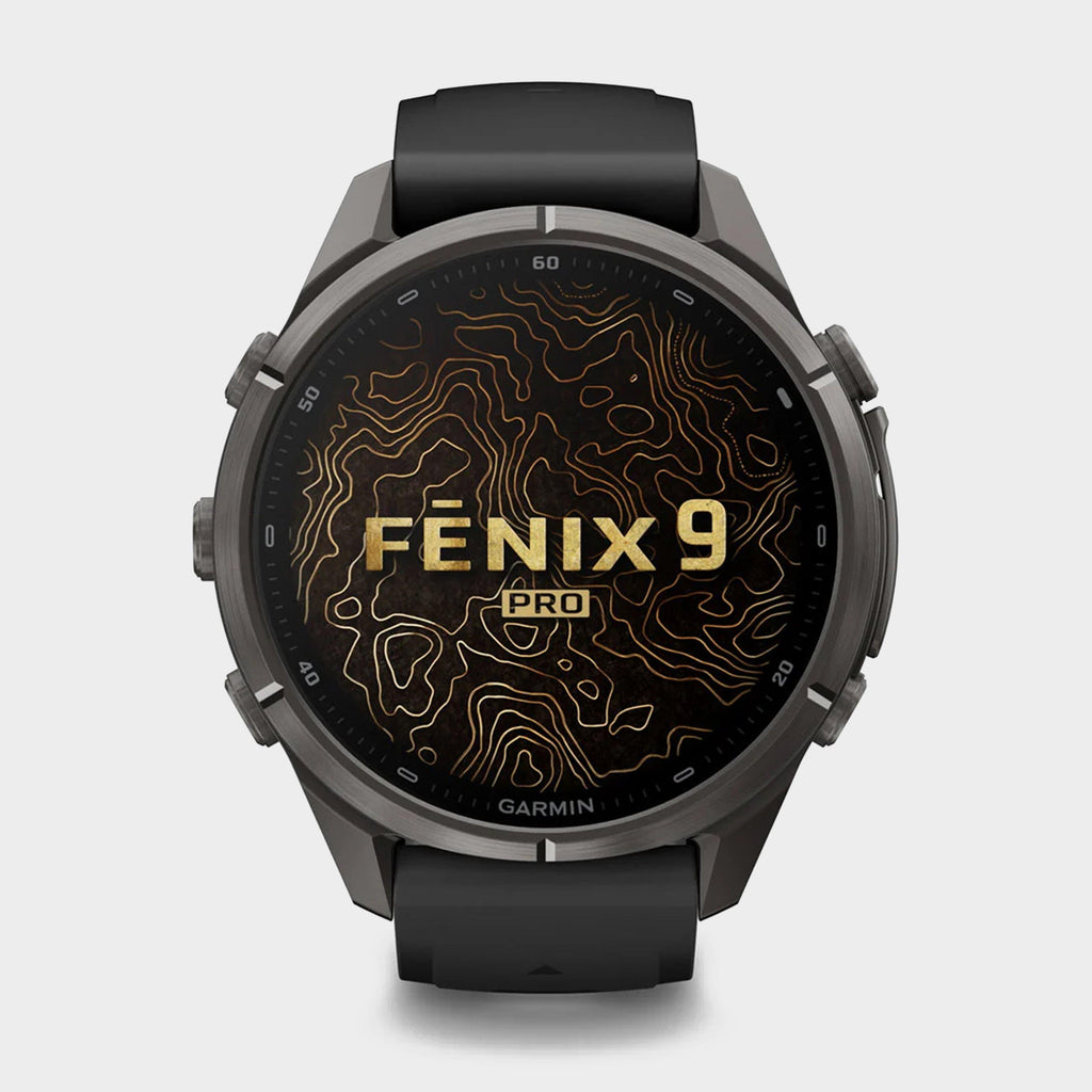Garmin fenix® 9 Pro inReach® 43mm Carbon Grey DLC Titanium with Black/Pebble Grey Silicone Band