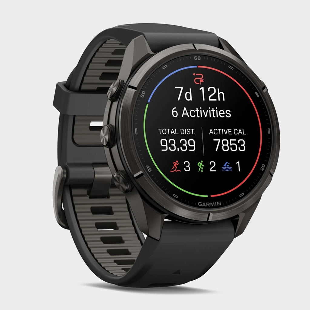 Garmin fenix® 9 Pro inReach® 43mm Carbon Grey DLC Titanium with Black/Pebble Grey Silicone Band