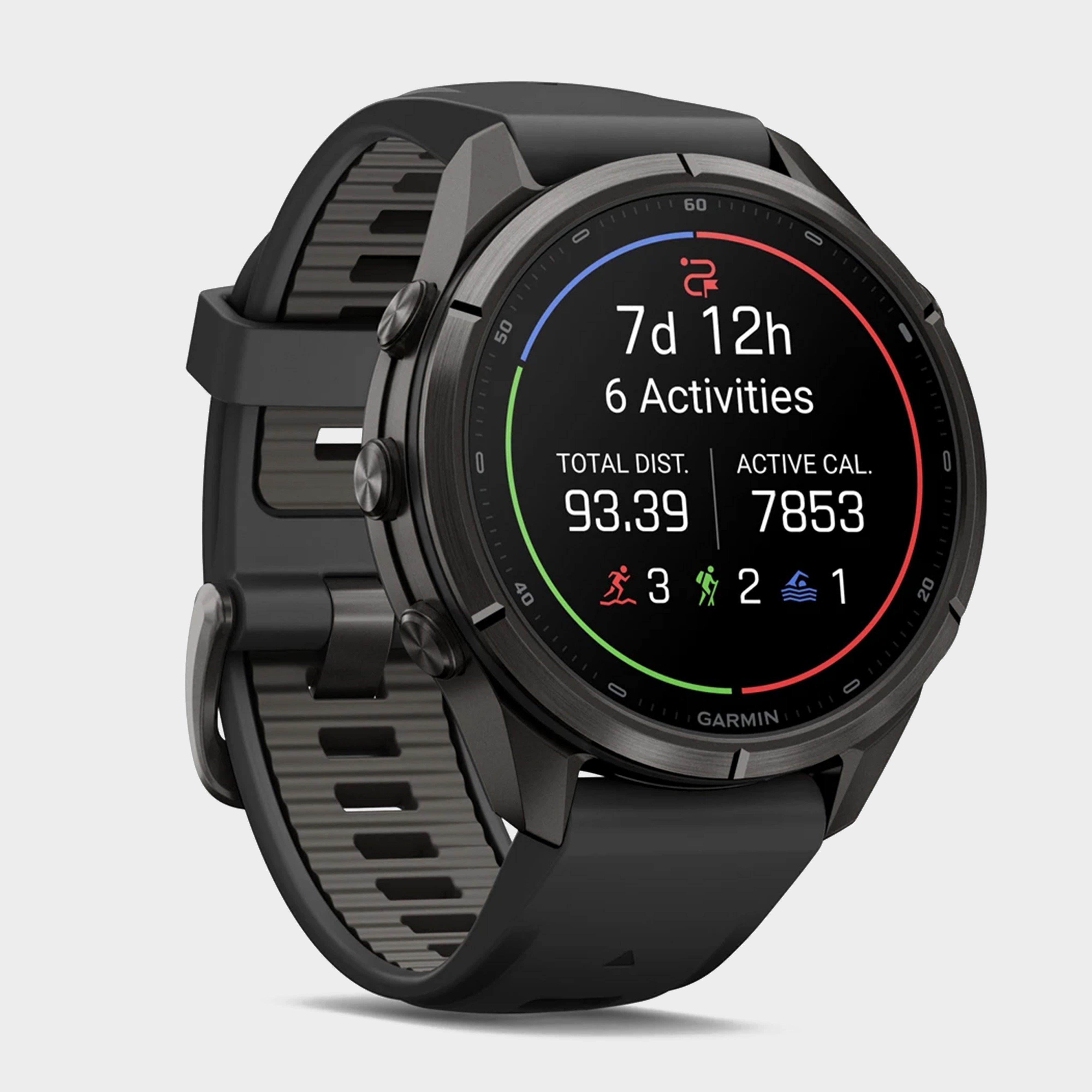 Garmin fenix® 9 Pro inReach® 43mm Carbon Grey DLC Titanium with Black/Pebble Grey Silicone Band