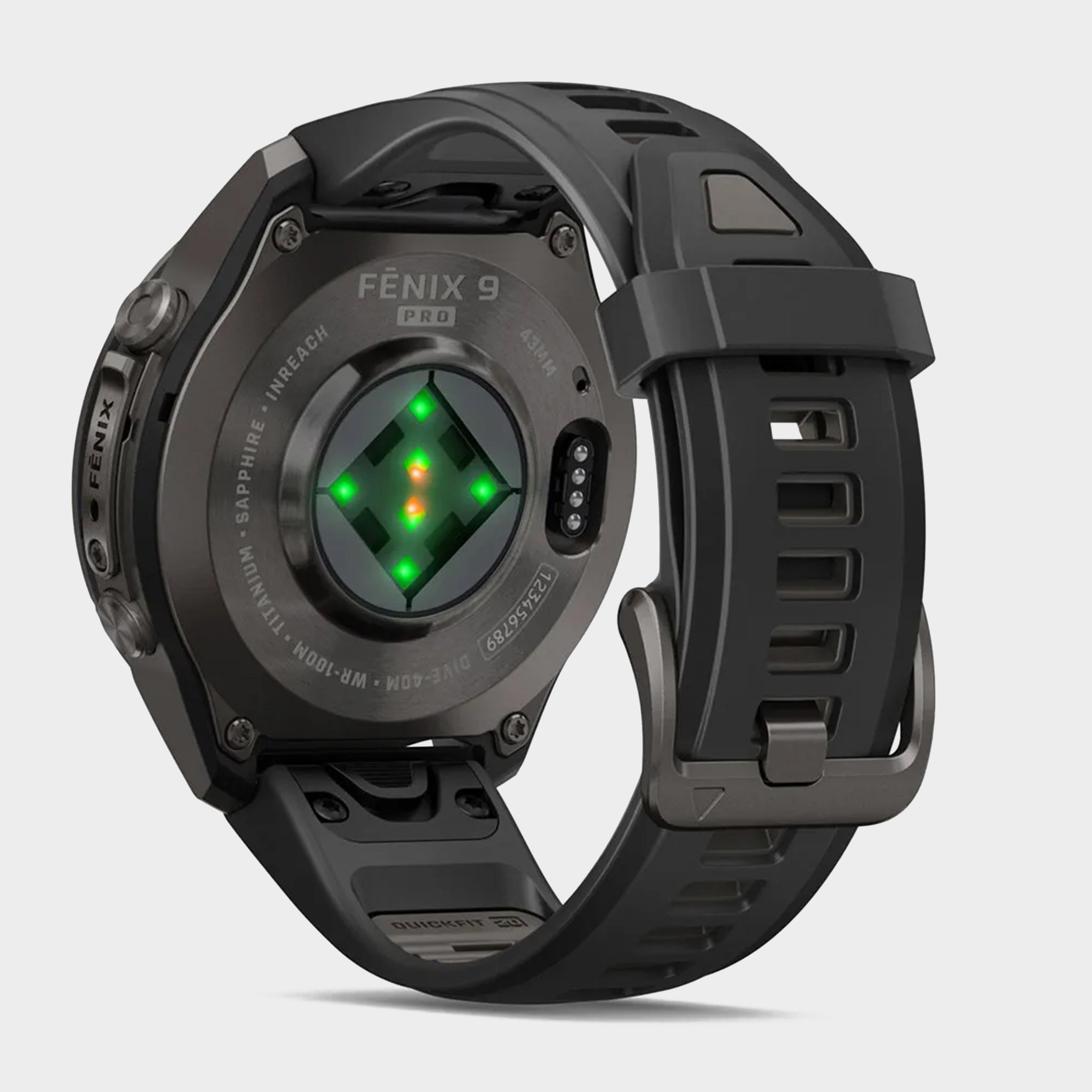 Garmin fenix® 9 Pro inReach® 43mm Carbon Grey DLC Titanium with Black/Pebble Grey Silicone Band