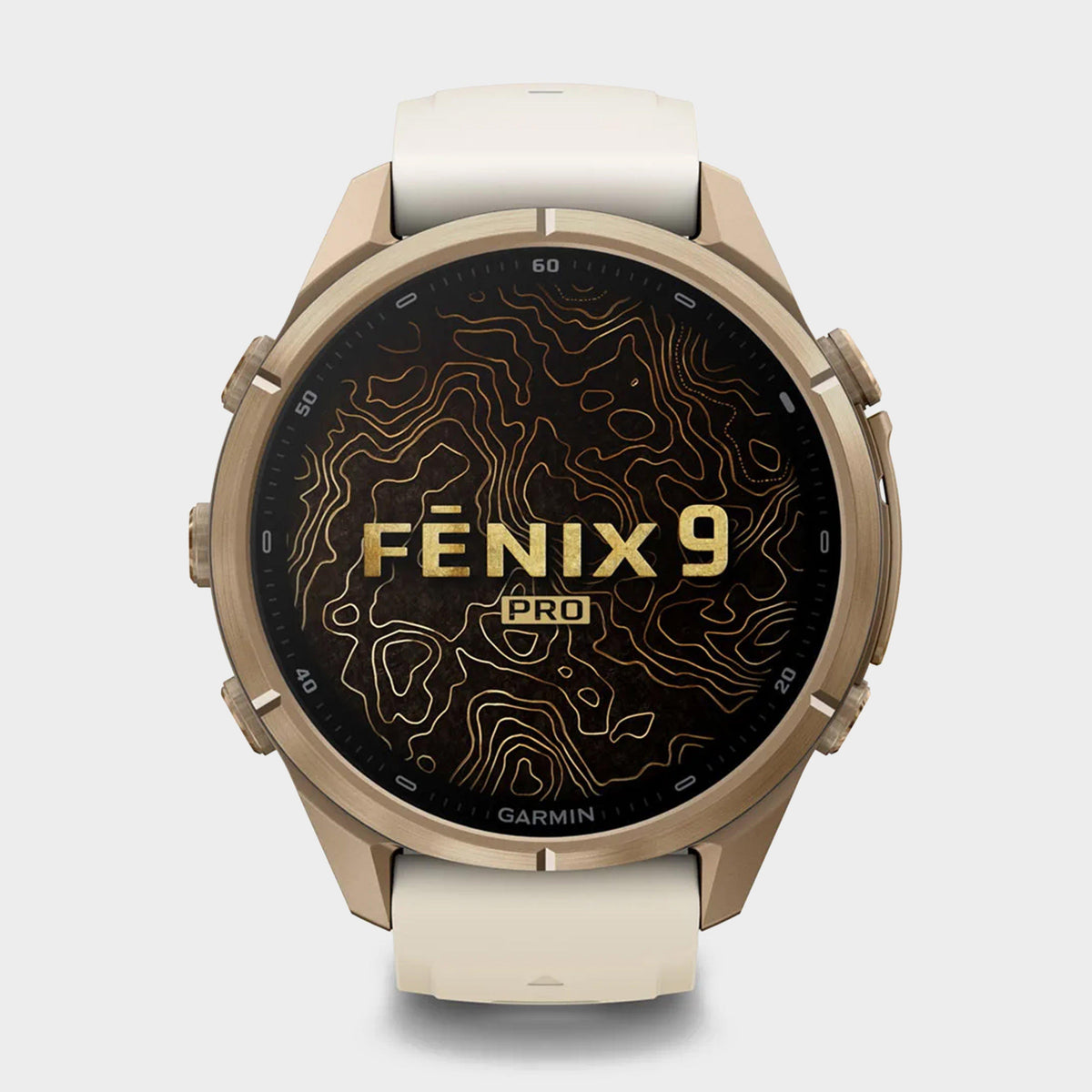 fenix® 9 Pro inReach® 43mm Autumn Gold Titanium with Cream/French Grey Silicone Band